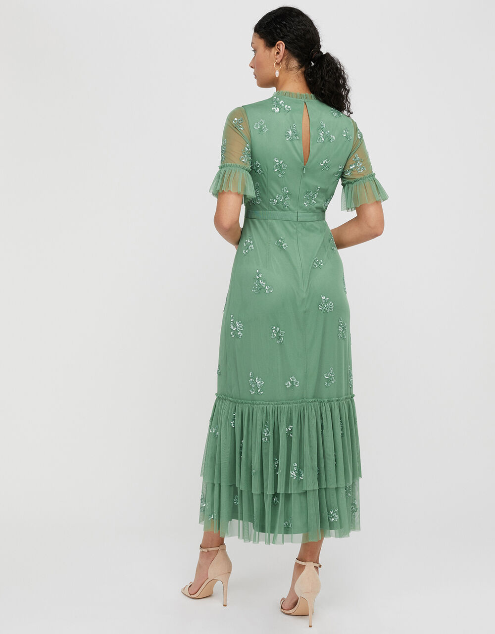 Lili Embellished Midaxi Dress Green | Evening Dresses | Monsoon UK.