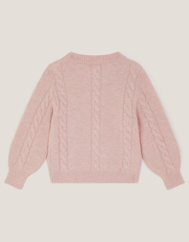 Rhinestone Cable Knit Jumper, Pink (PINK), large