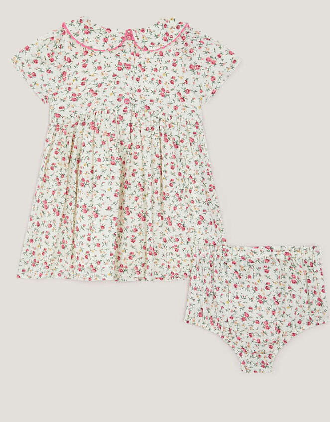 Baby Rose Smocked Dress & Knickers Set, Ivory (IVORY), large