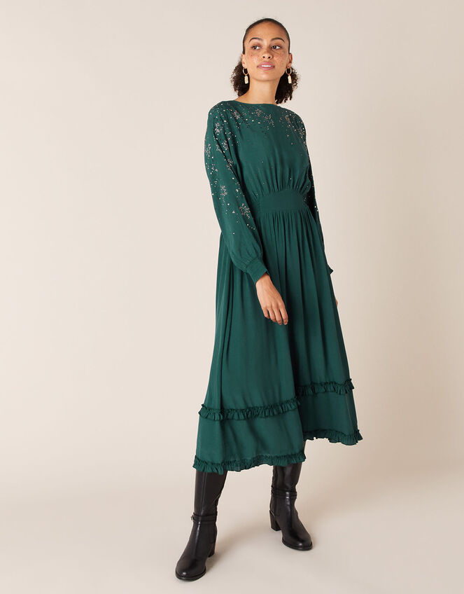 Star Heat-Seal Gem Midi Dress, Green (DARK GREEN), large