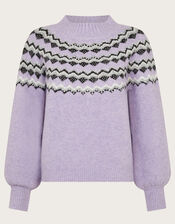 Fie Fair Isle Jumper , Purple (LILAC), large