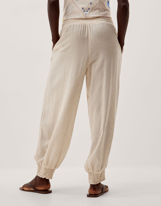 Reese Linen Blend Harem Trousers, Natural (NATURAL), large