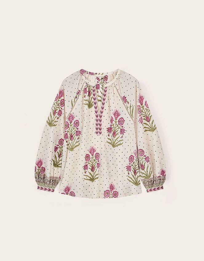 East Roza Woodblock Cotton Top, Multi (MULTI), large