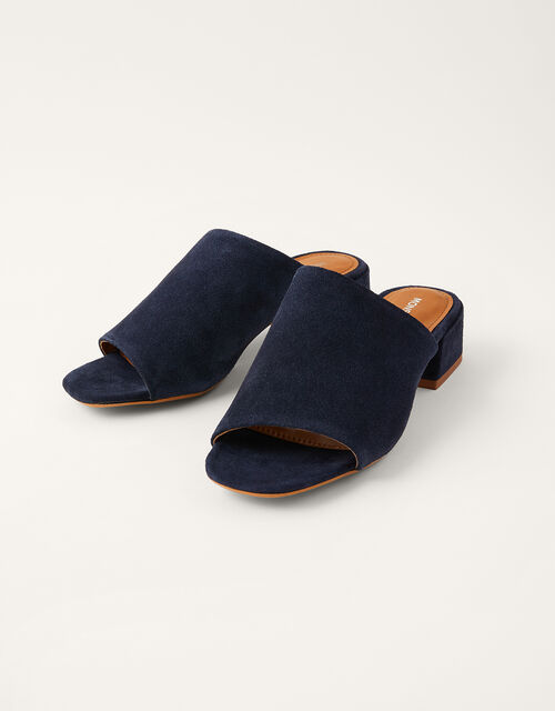 suede mules block heel