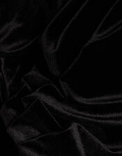 One-Shoulder Velvet Skater Dress, Black (BLACK), large