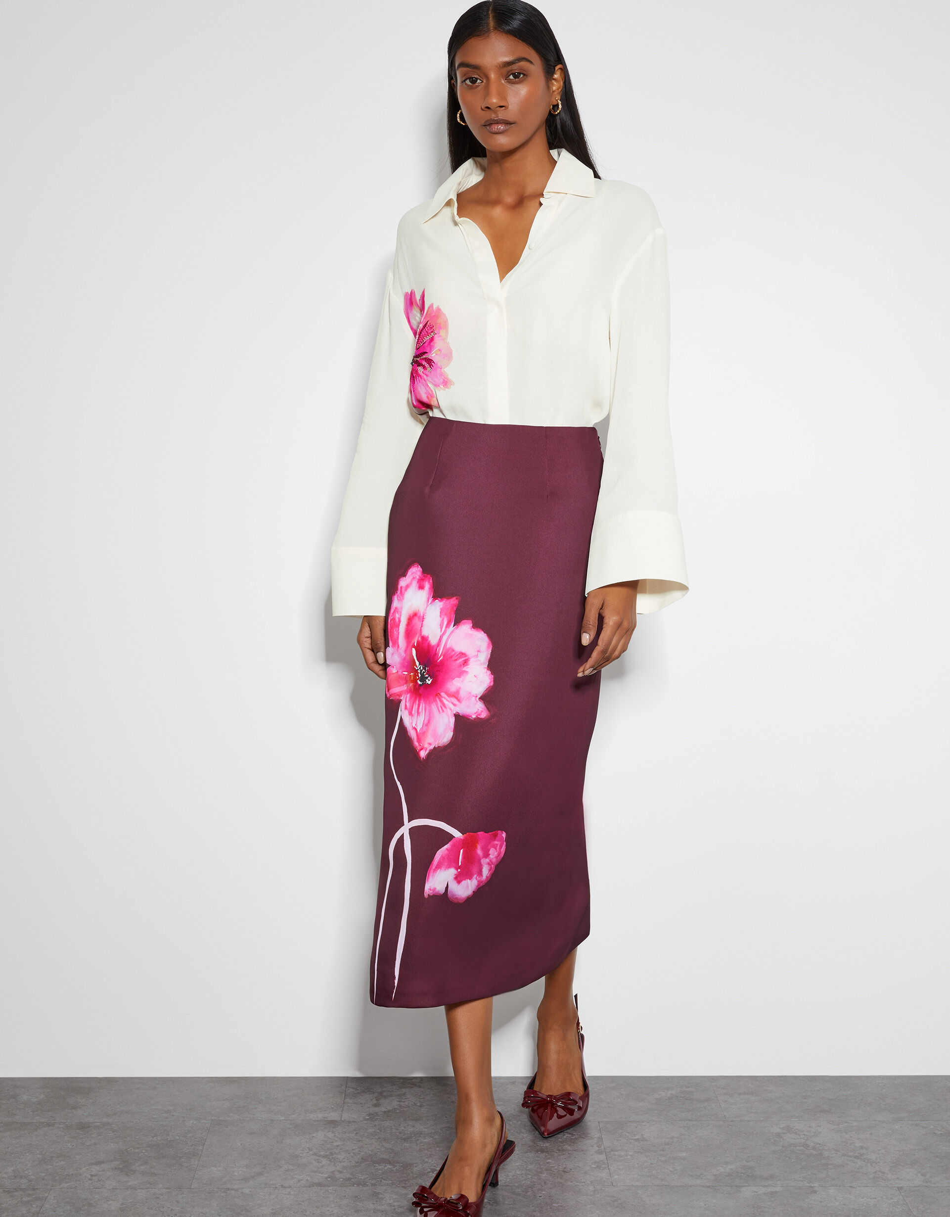 Fleur Embroidered Flower Shirt Ivory | Tops & T-shirts | Monsoon UK.