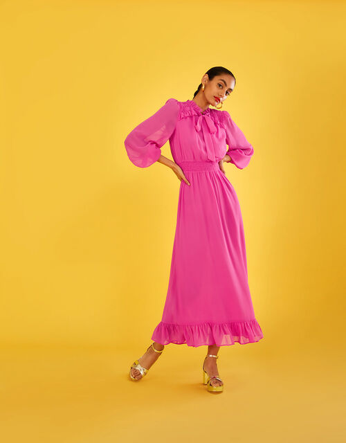 Peggy Shirred Midi Dress , Pink (PINK), large