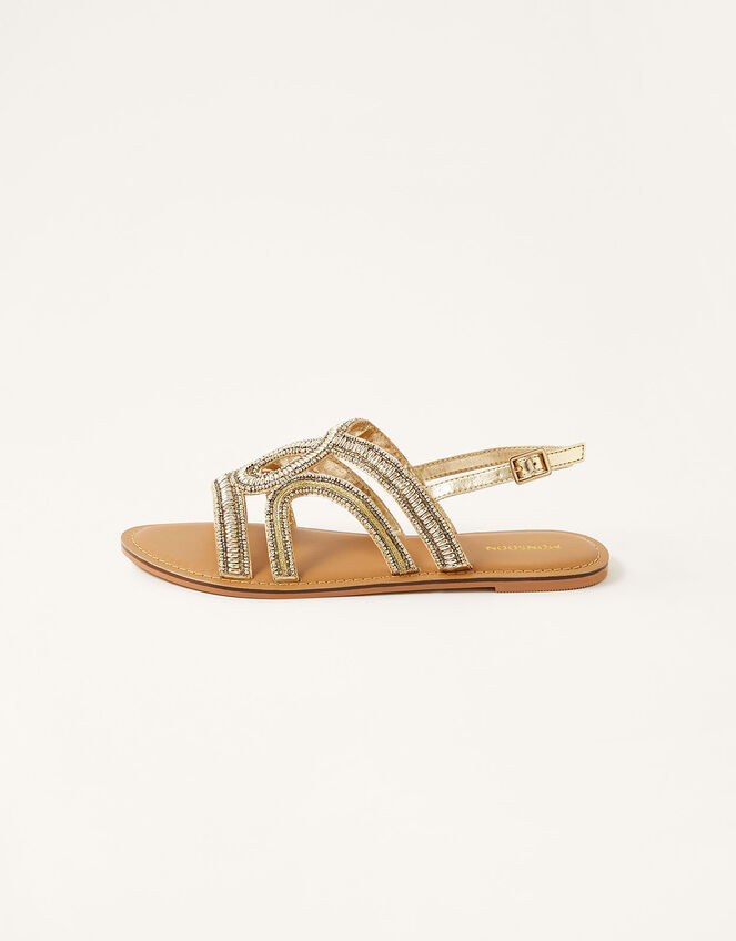 Beaded Sandals, Gold (GOLD), large