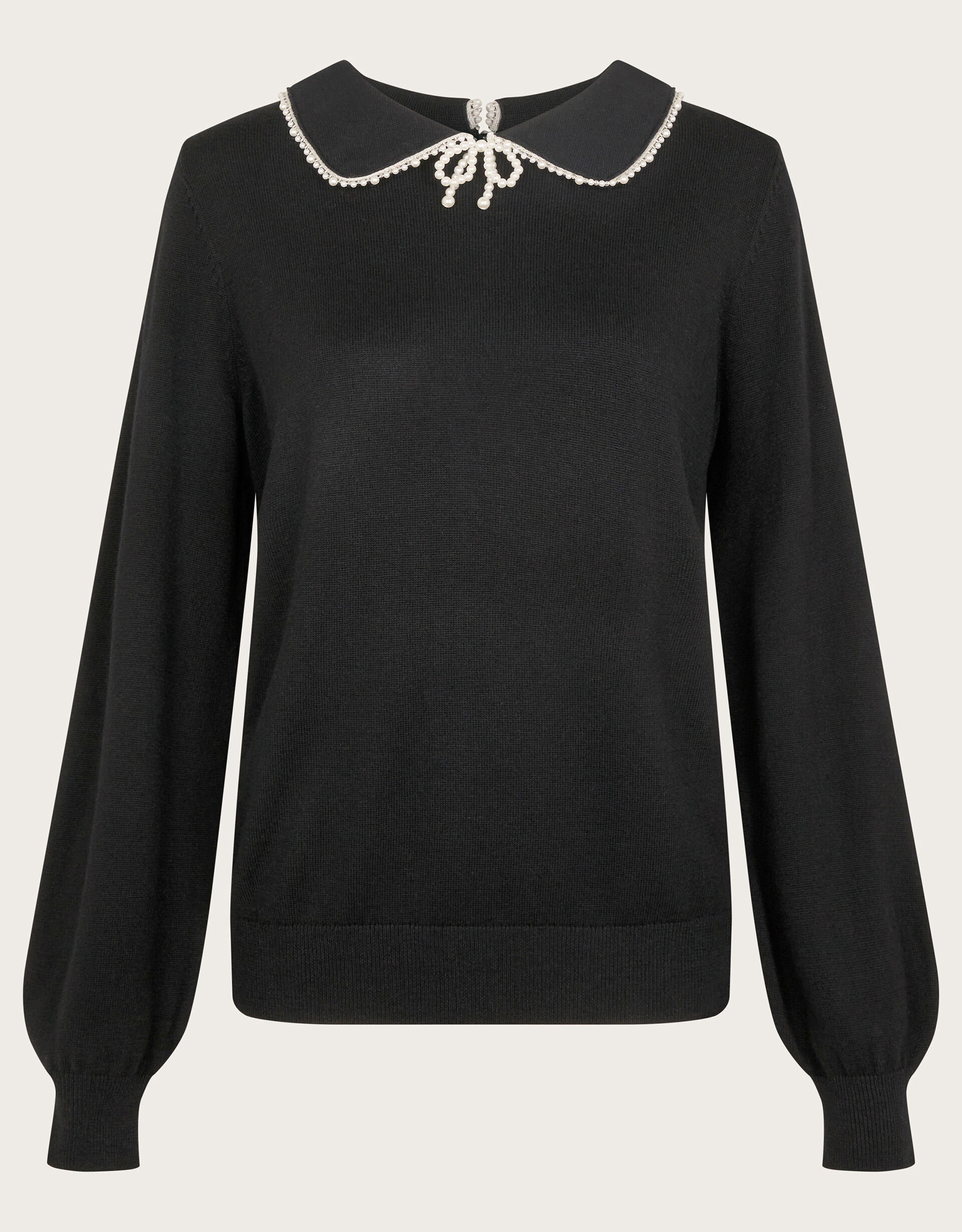 Black collared jumper top