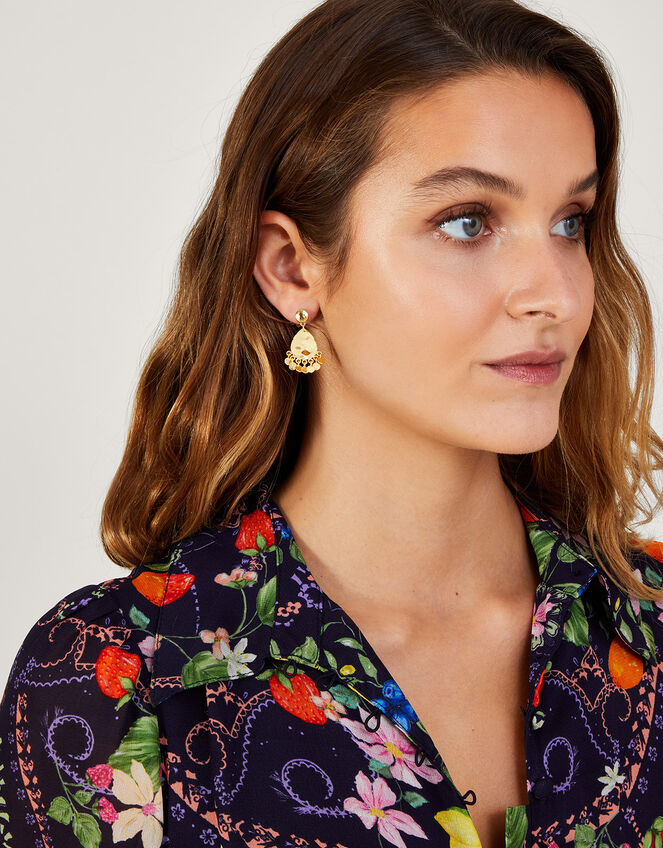 Tassel Coin Oval Earrings, , large
