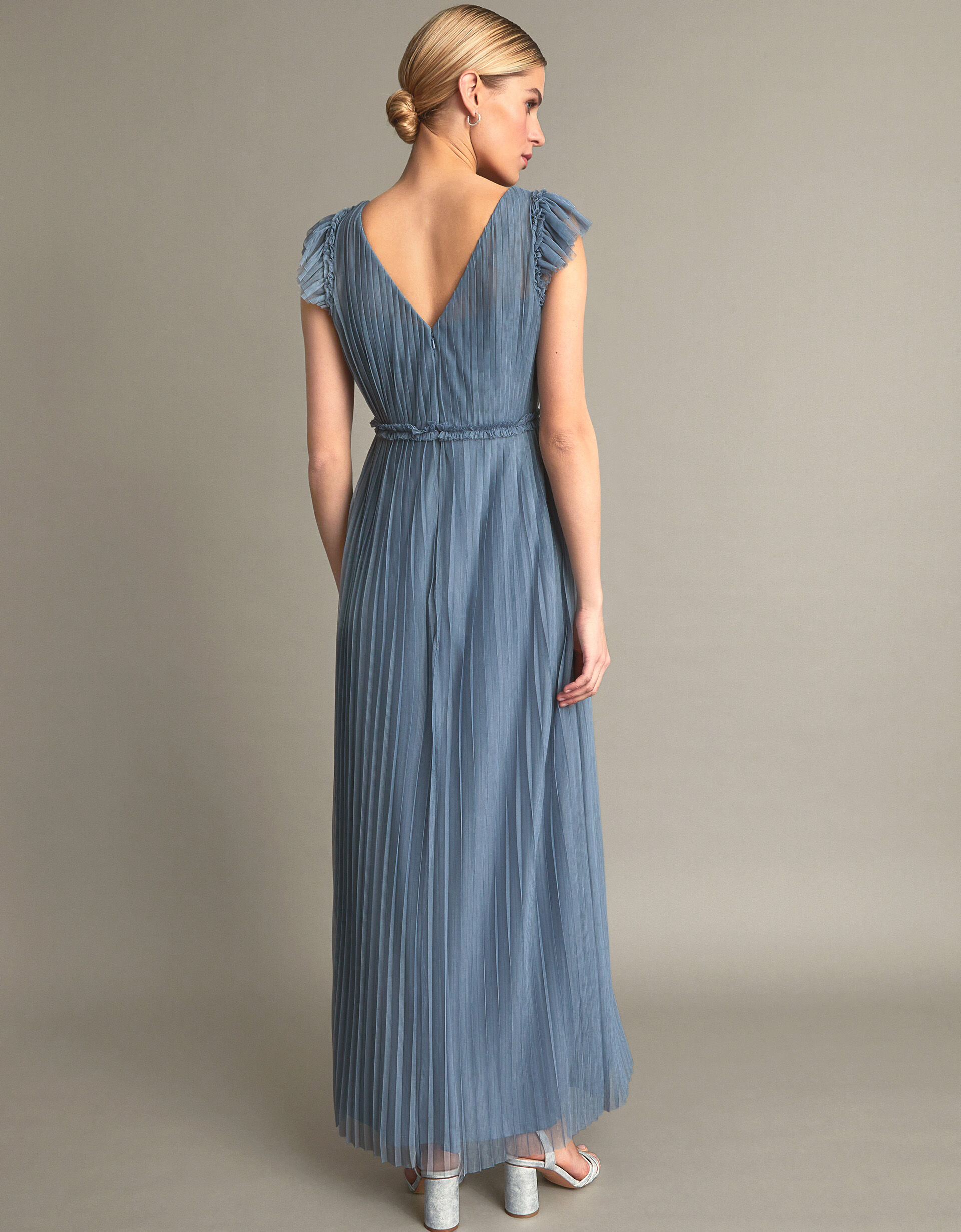 Leena Pleated Maxi Dress - Blue