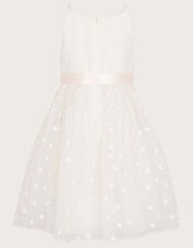 Heart Print Puff Organza Dress	, Ivory (IVORY), large