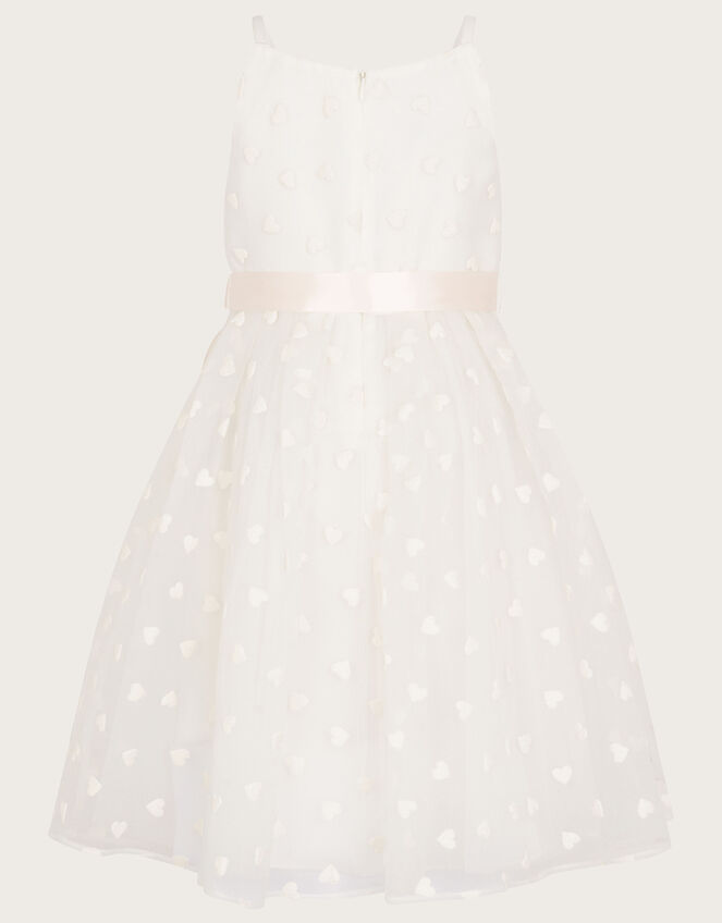Heart Print Puff Organza Dress	, Ivory (IVORY), large