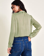 Sasha Stripe Satin Blouse, Green (GREEN), large