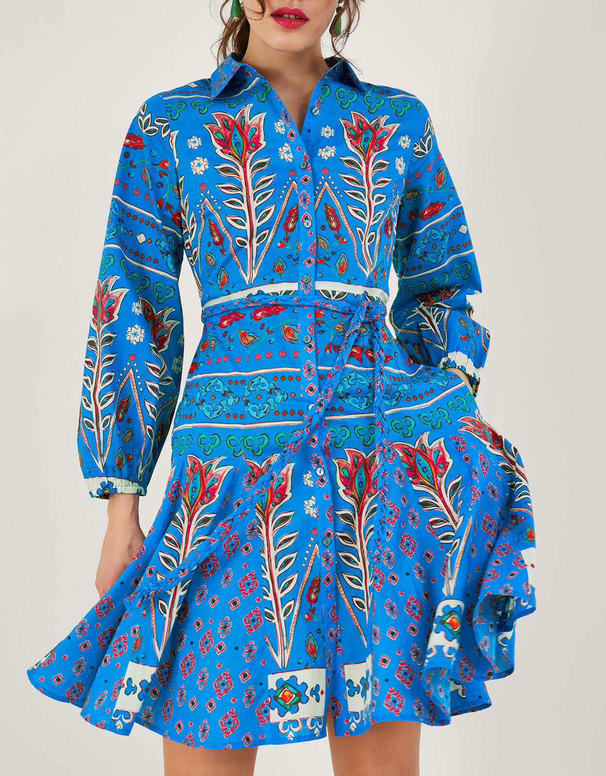 Mixed print shirt dress best sale