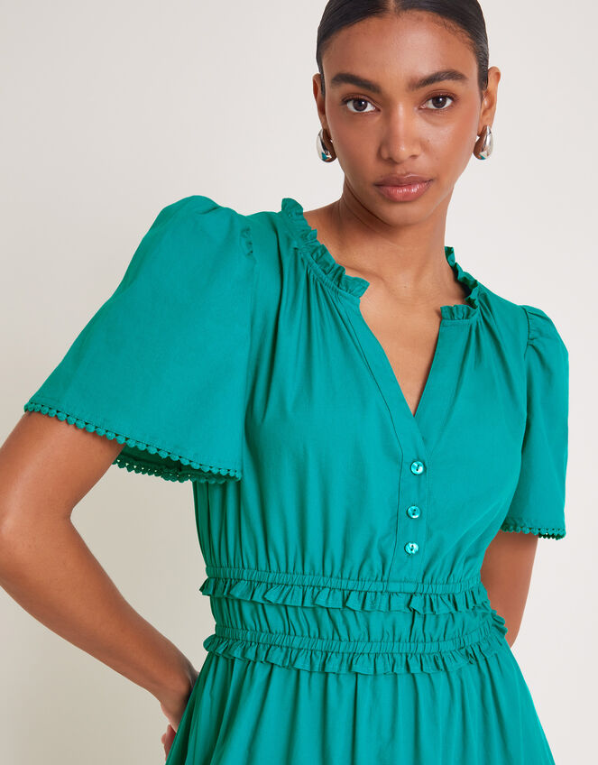 Lorena Frill Midi Dress, Teal (TEAL), large