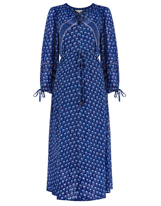 East Nandi Botanical Print Maxi Dress, Blue (NAVY), large