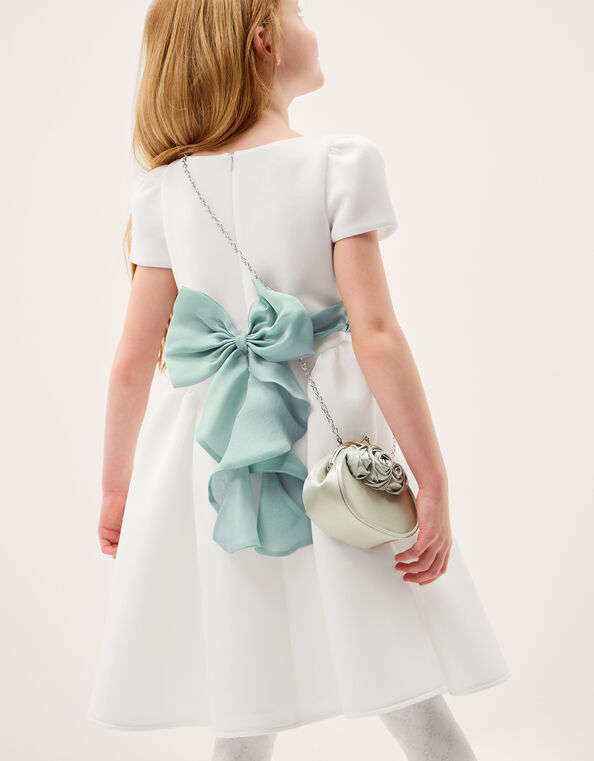 Polly Cap Sleeve Bow Party Dress, Ivory (IVORY), large