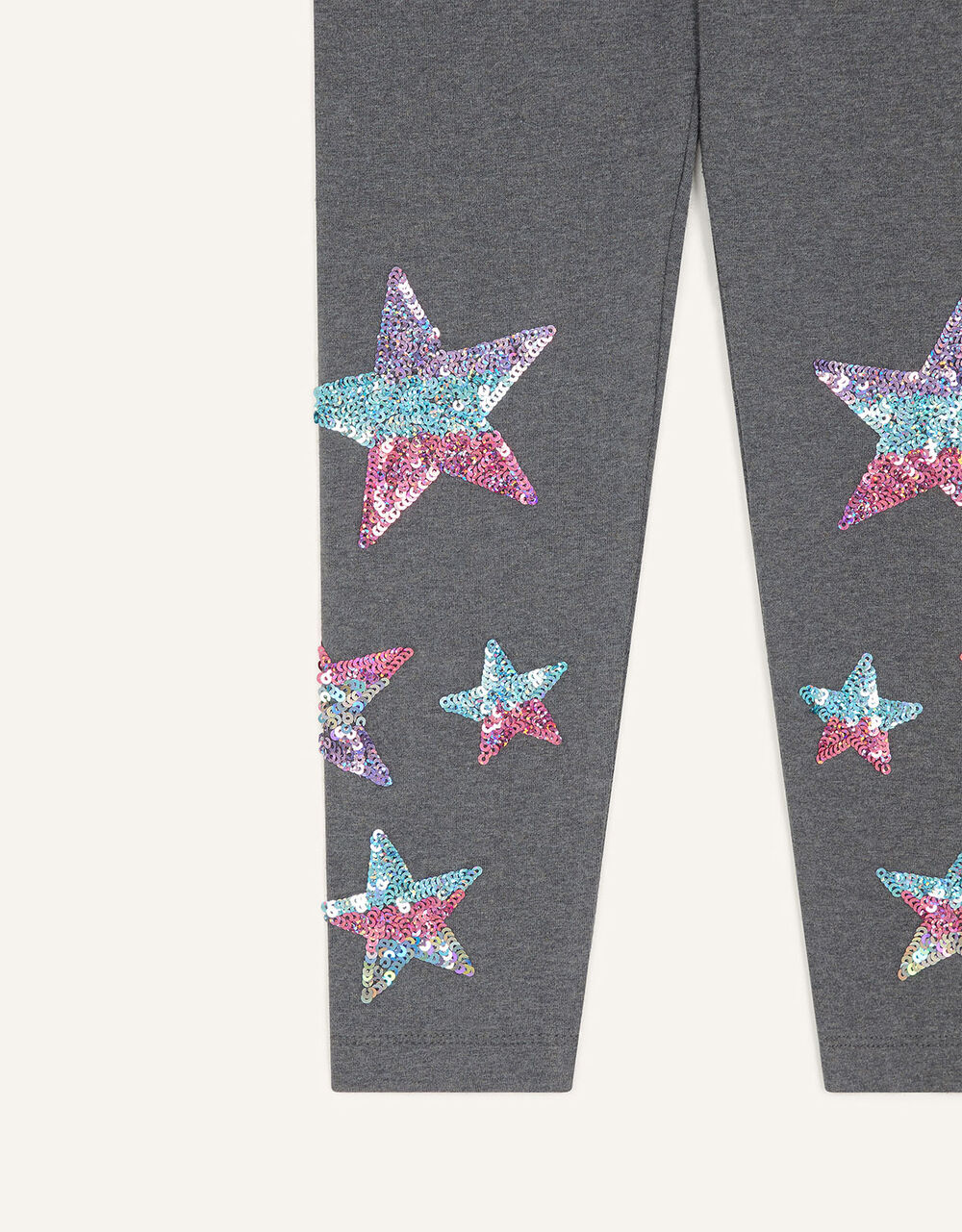 Sequin Star Leggings Grey Girls' Trousers & Leggings Monsoon UK.