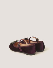 Gemstone Flower Mary Jane Ballet Flats, Purple (PURPLE), large