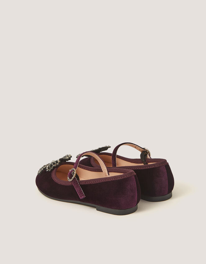 Gemstone Flower Mary Jane Ballet Flats, Purple (PURPLE), large
