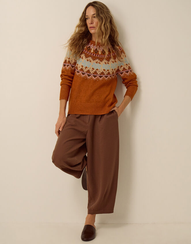 Frey Fair Isle Jumper, Orange (RUST), large