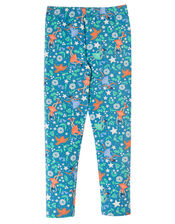 Frugi Enchanted Forest Print Leggings, Blue (BLUE), large