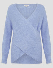 Raylee Wrap Ribbed Jumper, Blue (PALE BLUE), large