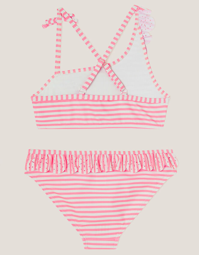 Stripe Ruffle Bikini Set, Orange (ORANGE), large