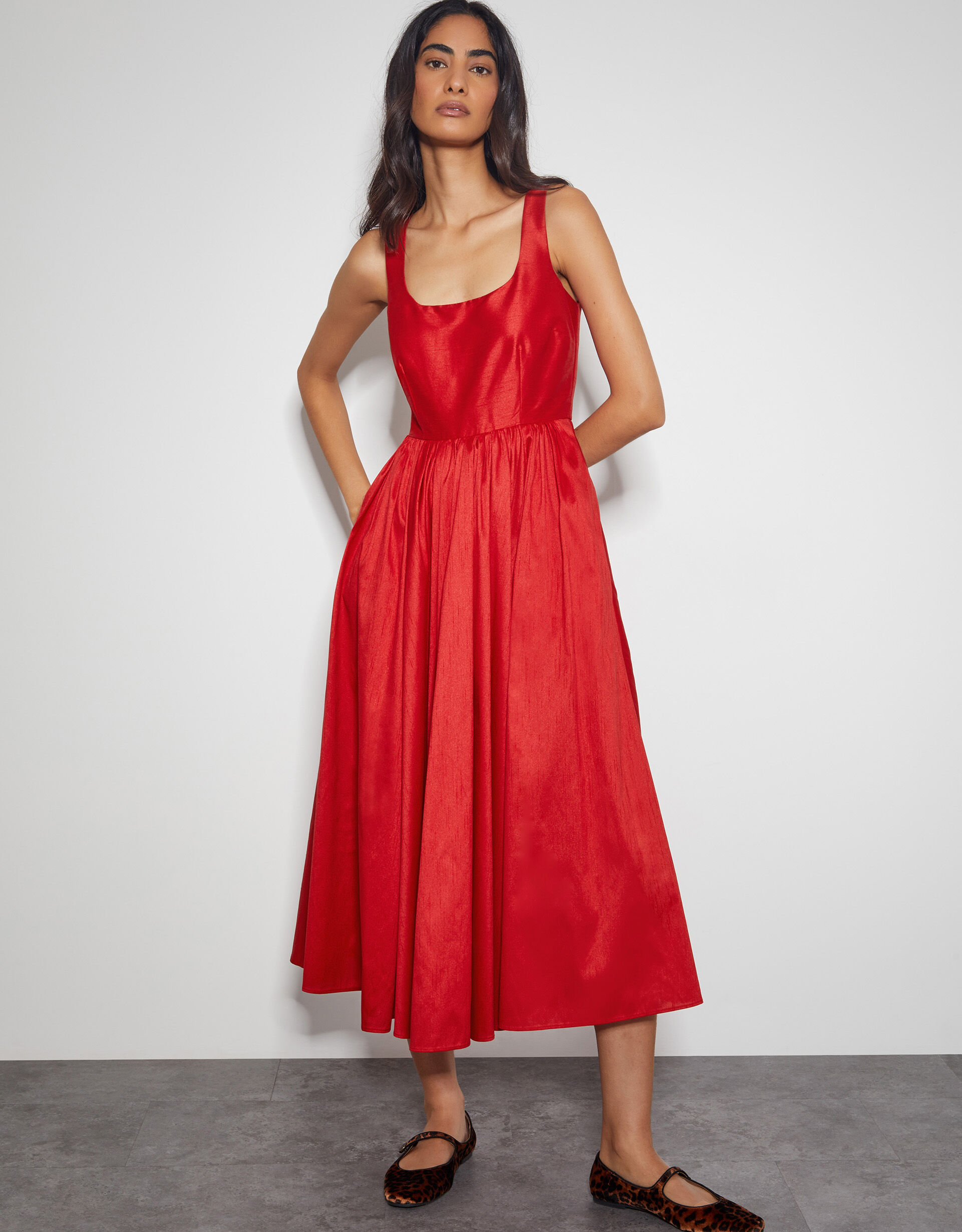 Fit and flare midi dress uk store