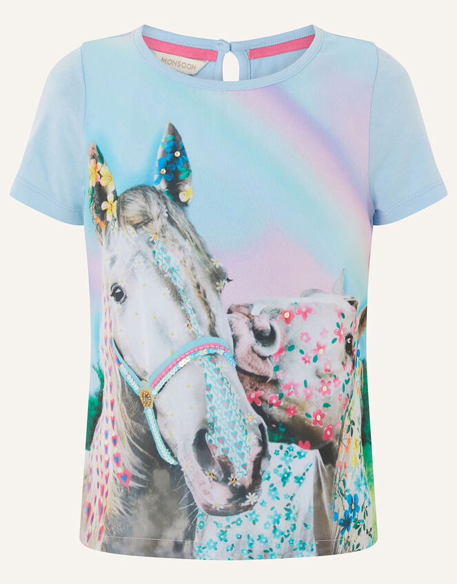 Majestic Horse T-Shirt , Blue (BLUE), large