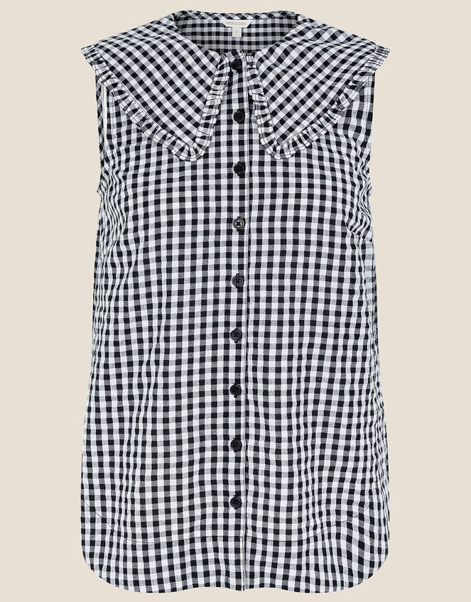Gingham Sleeveless Top, Ivory (IVORY), large