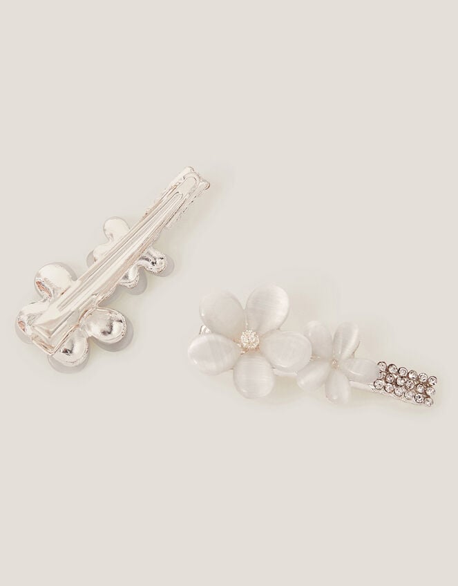 2-Pack Metal Flower Hair Clips, White (WHITE), large
