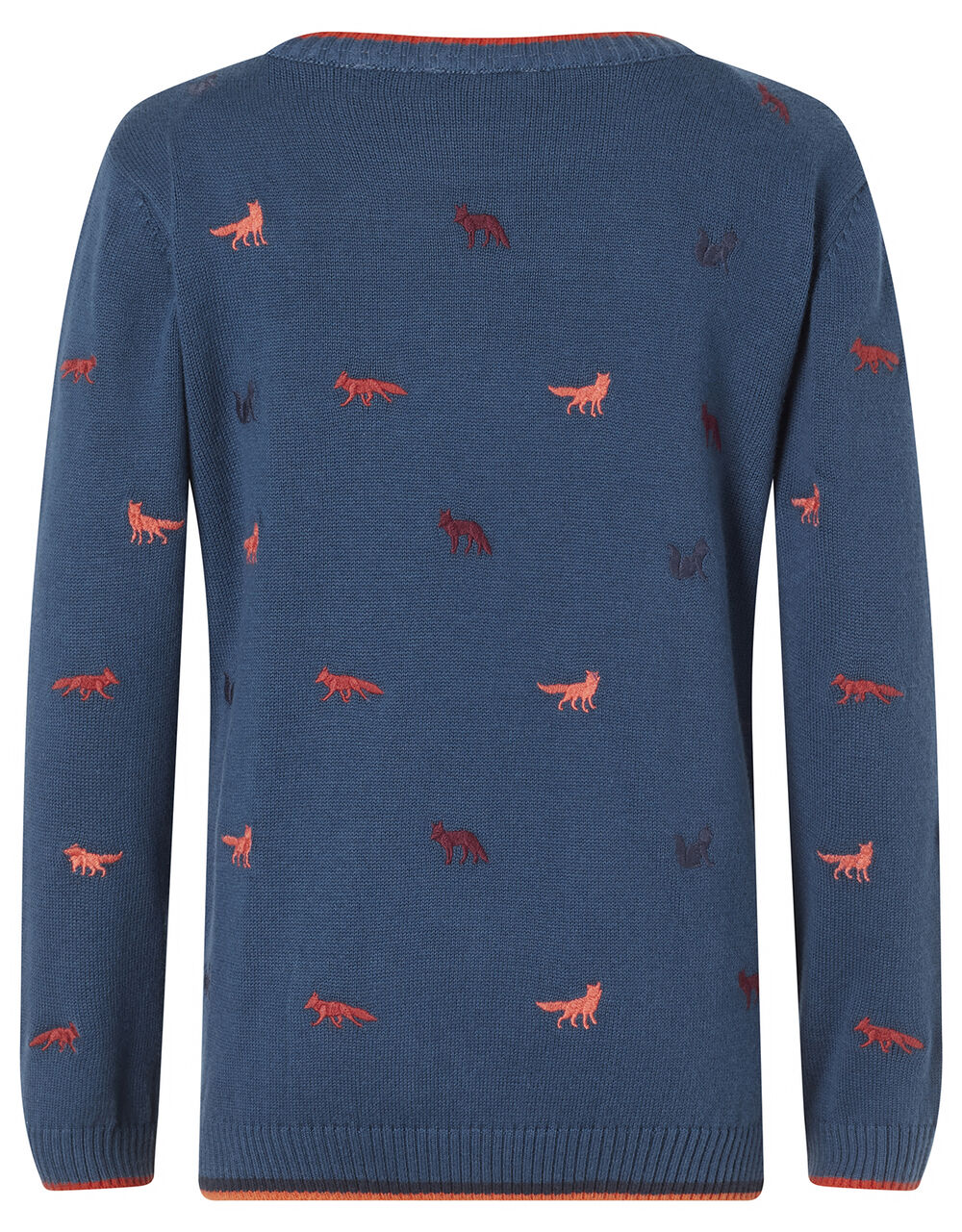 Embroidered Fox Knit Jumper in Organic Cotton Teal Boys' Jumpers