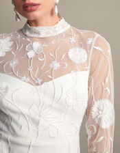 Krystyna Embroidered Short Dress, Ivory (IVORY), large