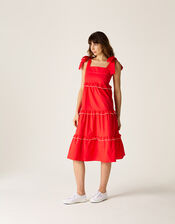 Mirla Beane Tiered Midi Dress, Red (RED), large