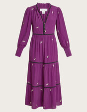 Willa Embroidered Shirt Dress, Purple (PURPLE), large