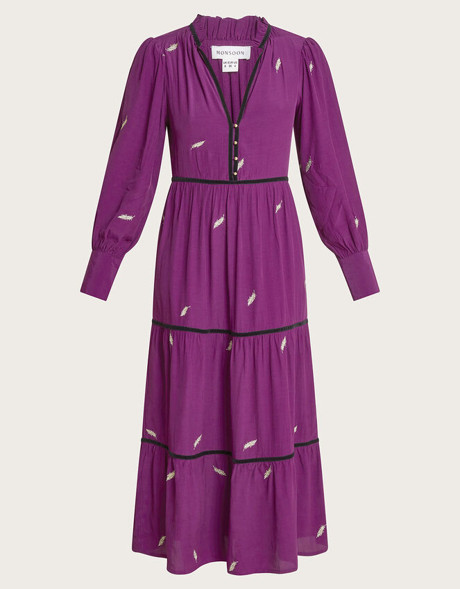 Willa Embroidered Shirt Dress, Purple (PURPLE), large