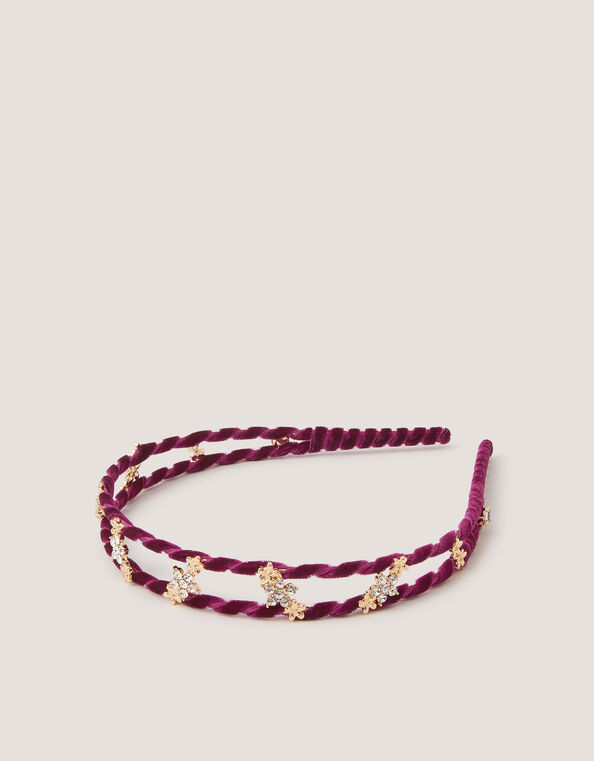 Ruby Floral Embellished Twisted Headband, , large