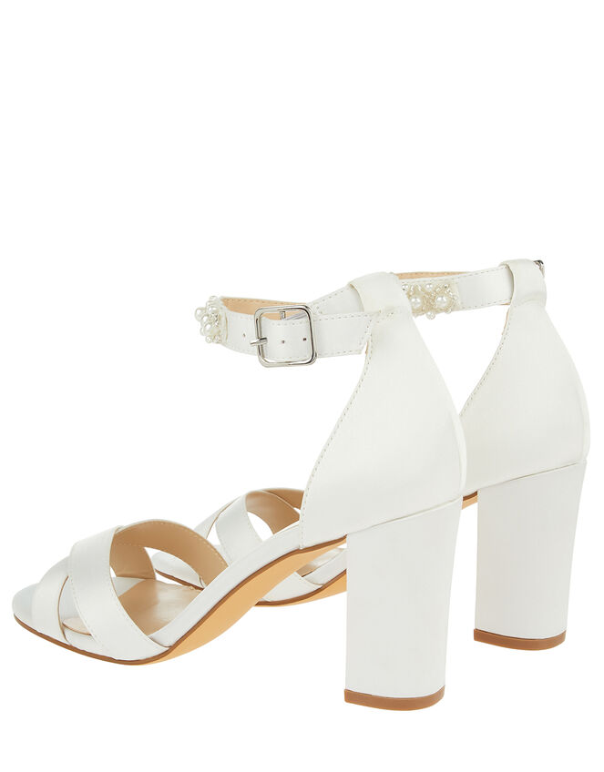 Embellished Strap Satin Bridal Sandals, Ivory (IVORY), large