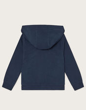 Embroidered Zip-Up Hoodie, Blue (NAVY), large