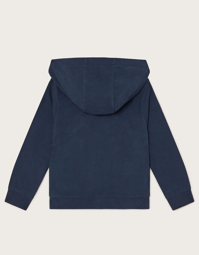 Embroidered Zip-Up Hoodie, Blue (NAVY), large