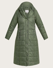 Lorena Belted Puffer Maxi Coat, Green (GREEN), large