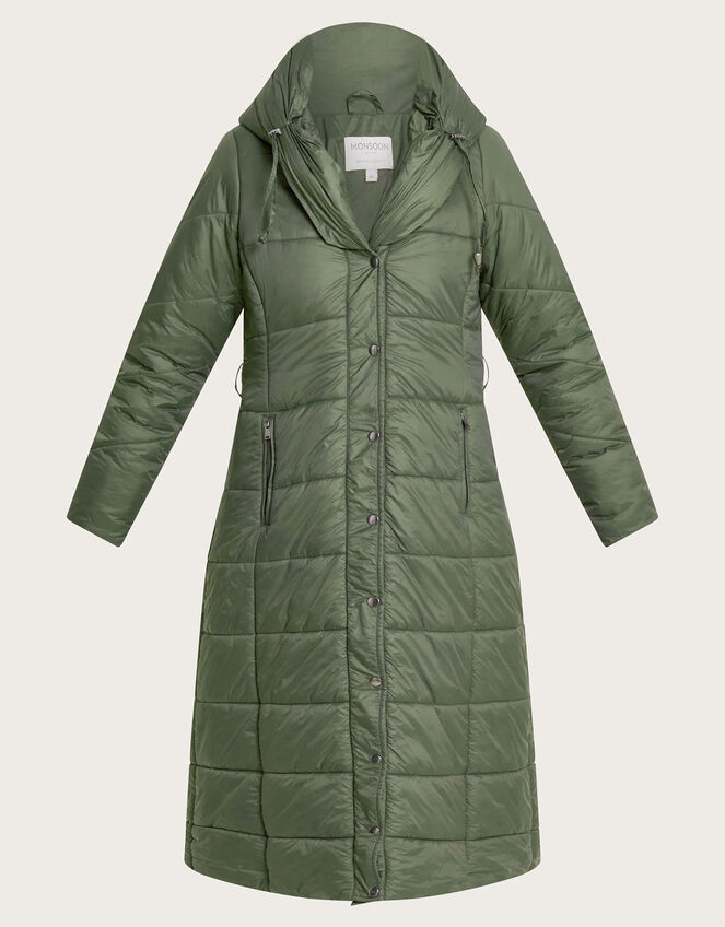 Lorena Belted Puffer Maxi Coat, Green (GREEN), large