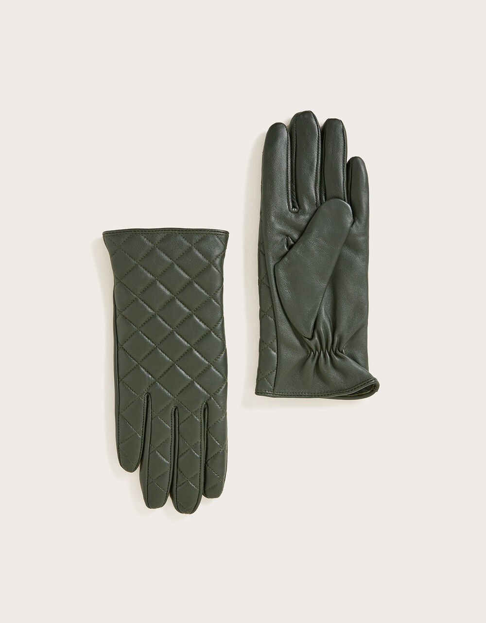 Quilted Leather Gloves Green Accessories Monsoon UK.