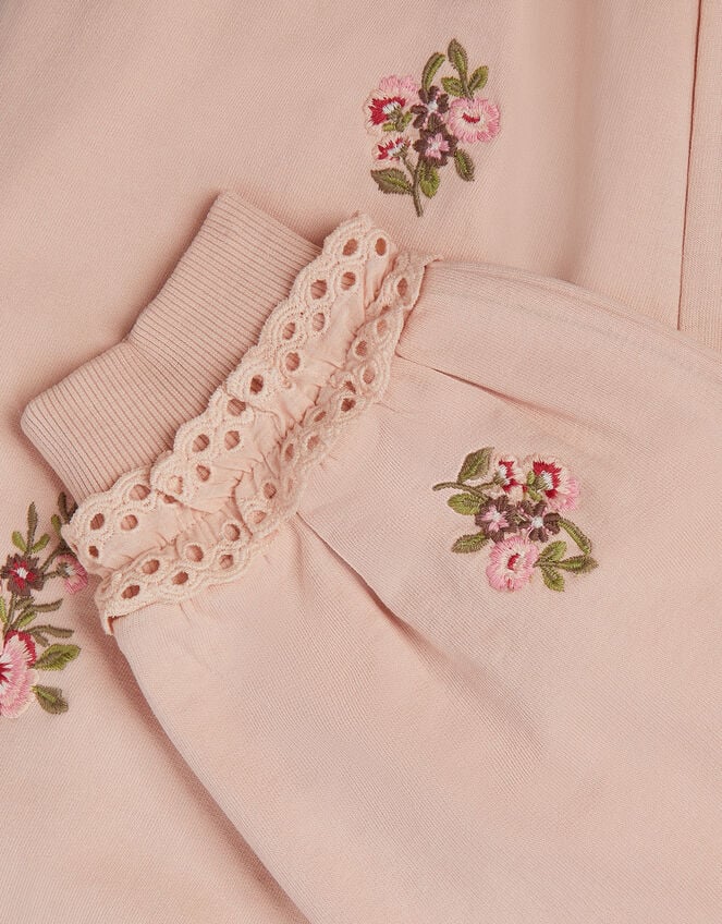 Floral Embroidered Broderie Joggers, Pink (PINK), large