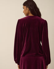 Buffy Bow Scallop Velvet Top, Red (BURGUNDY), large