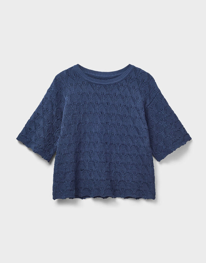 East Flora Pointelle Knit Tee, Blue (NAVY), large