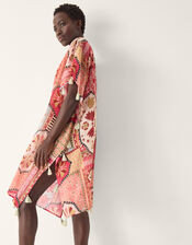 Patti Tile Print Mini Kaftan, DARK PINK, large