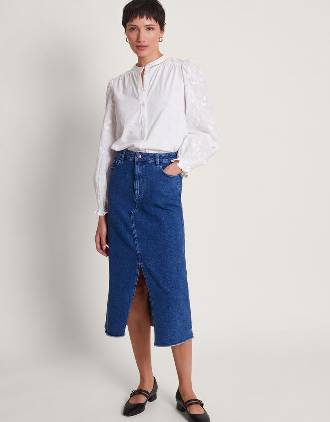Indi Embroidered Sleeve Shirt, Ivory (IVORY), large